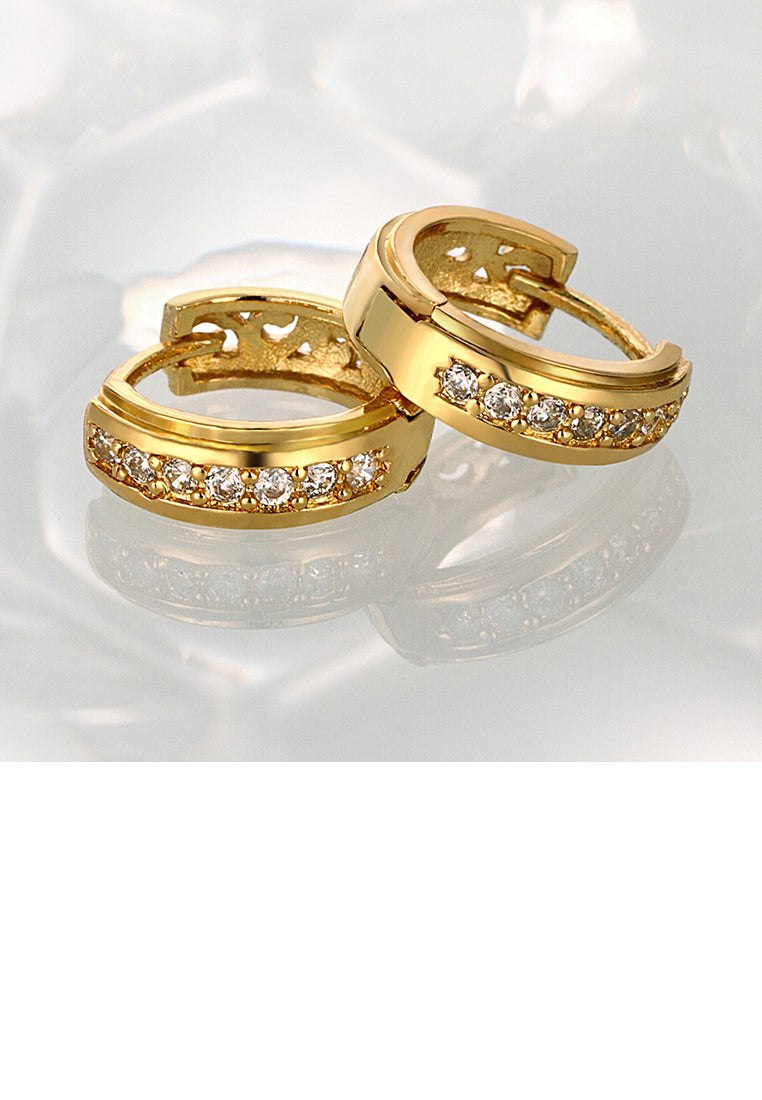 Fashion Plated Gold Earrings with Cubic Zircon