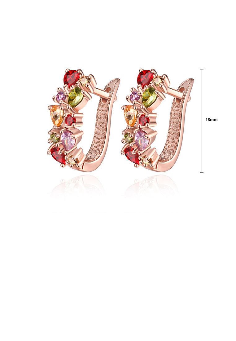 Brilliant Fashion Plated Rose Gold Color Cubic Zirconia Earrings - Luxurious Look