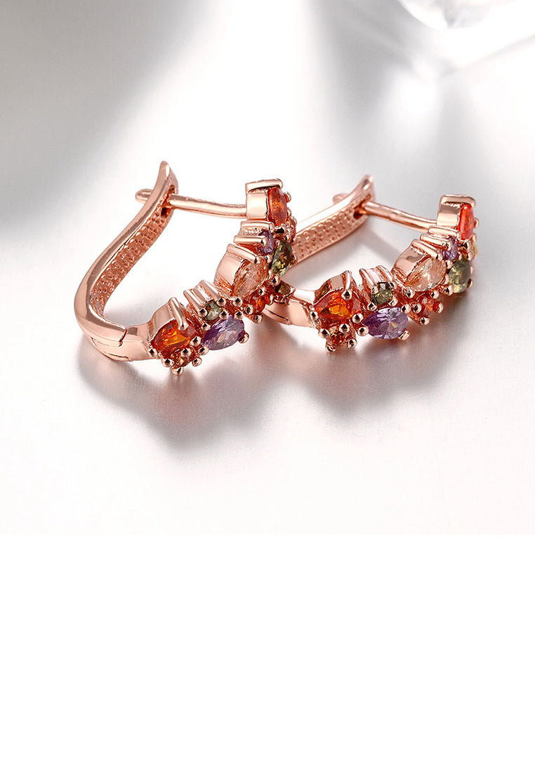 Brilliant Fashion Plated Rose Gold Color Cubic Zirconia Earrings - Luxurious Look