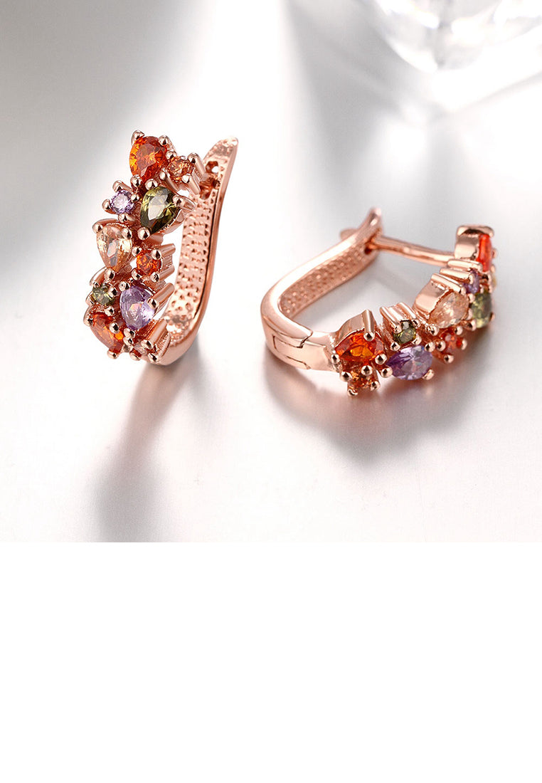 Brilliant Fashion Plated Rose Gold Color Cubic Zirconia Earrings - Luxurious Look