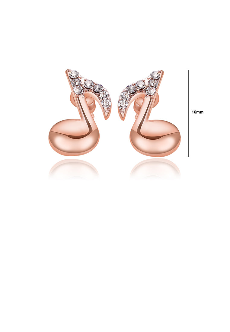 Simple and Fashion Plated Rose Gold Music Note Earrings with Austrian Element Crystal