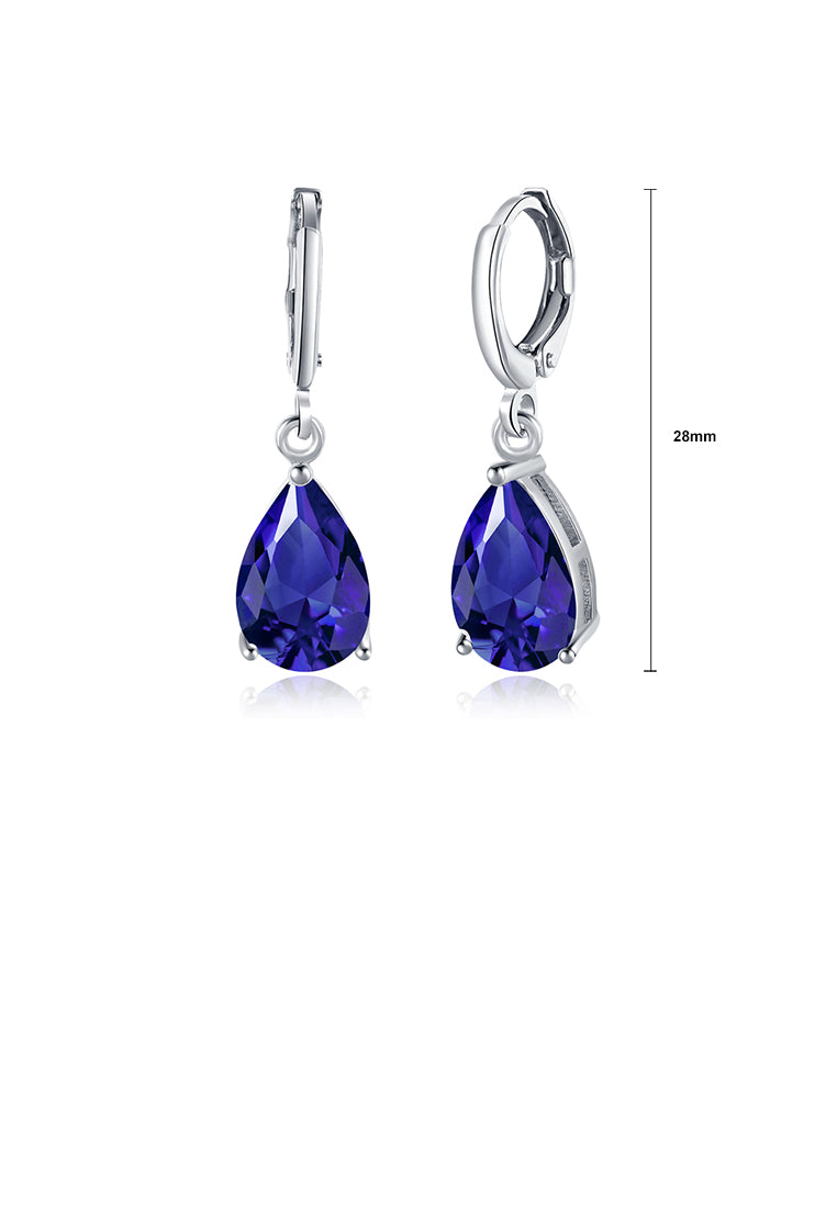 Simple and Elegant Water Drop-shaped Blue Austrian Element Crystal Earrings