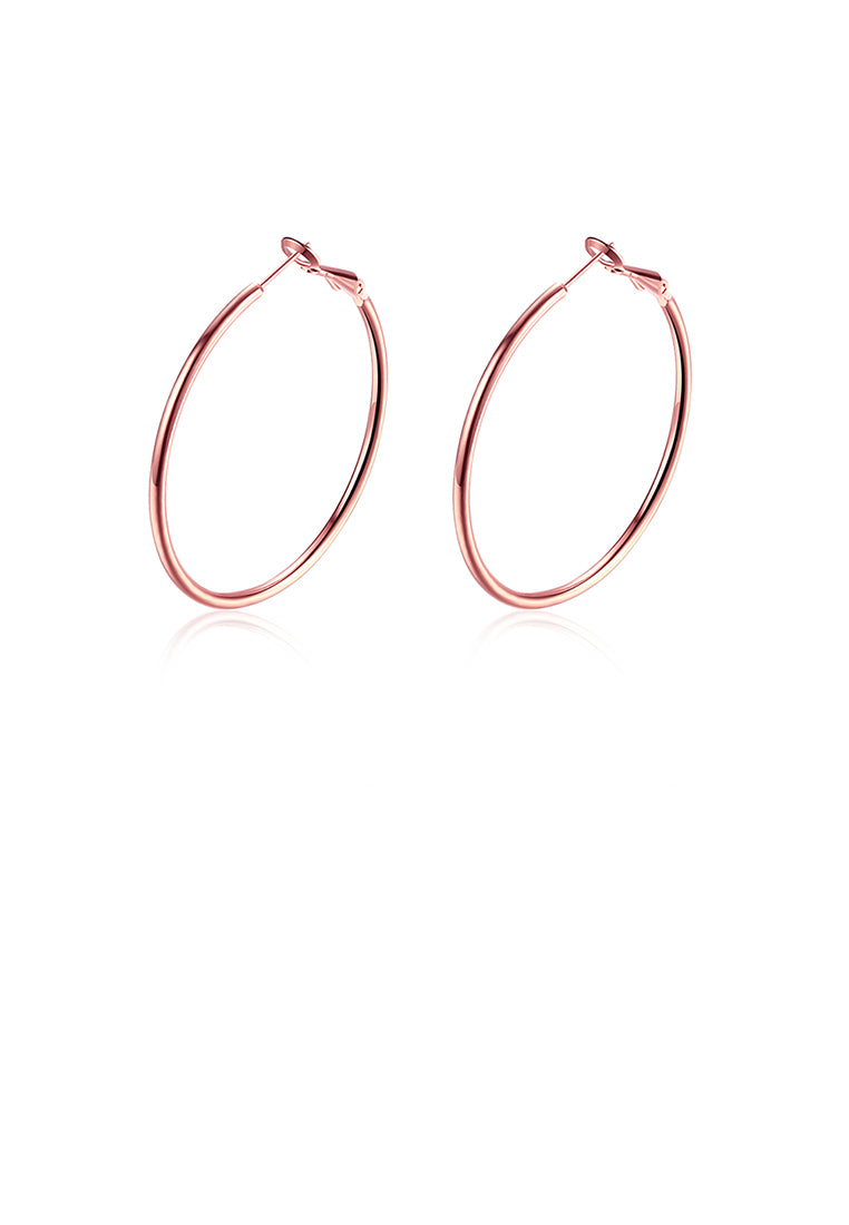 Simple Plated Rose Gold Geometric Round Earrings
