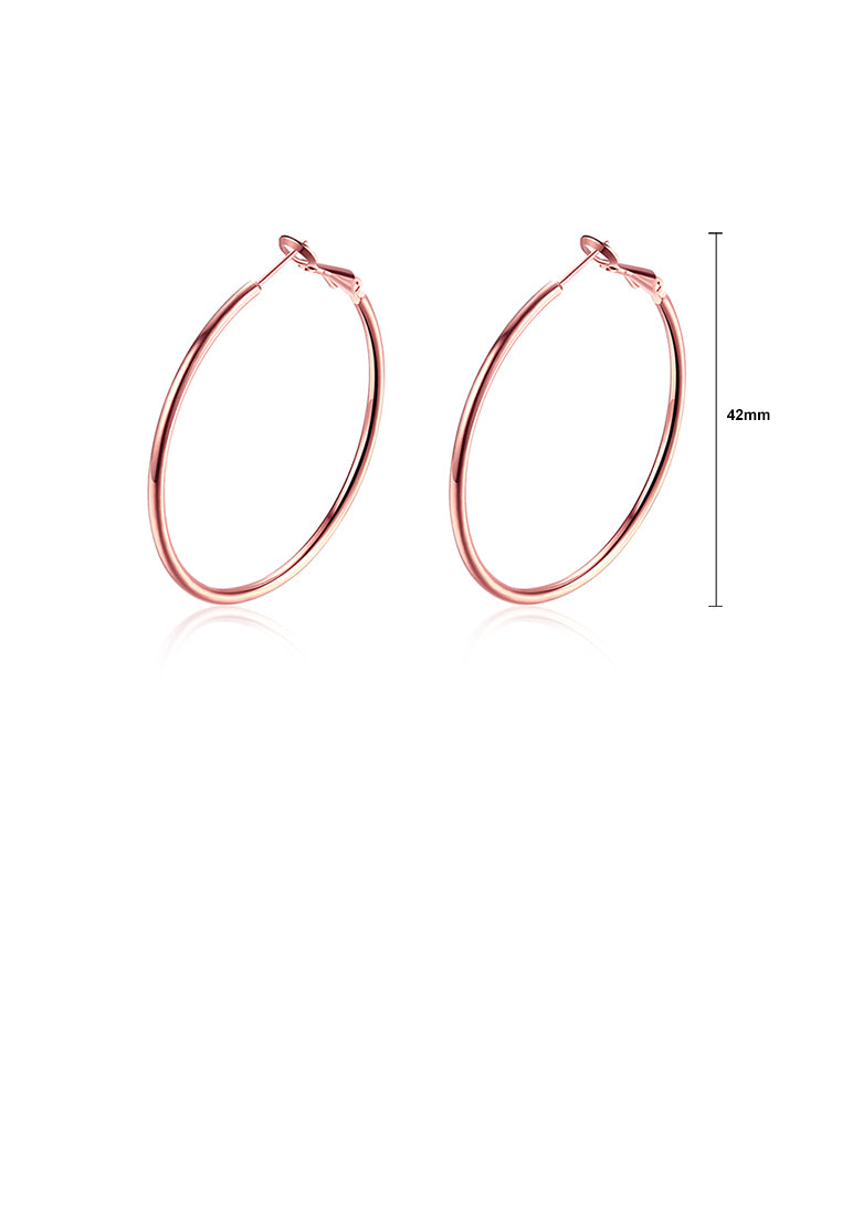 Simple Plated Rose Gold Geometric Round Earrings