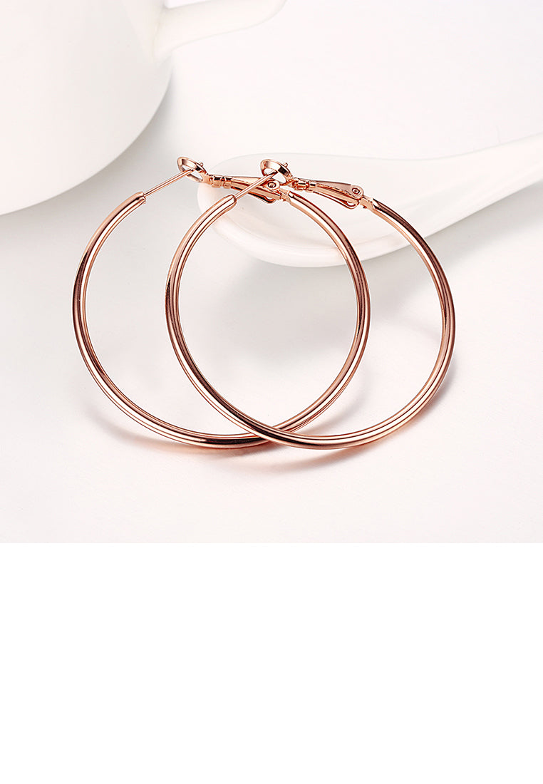 Simple Plated Rose Gold Geometric Round Earrings