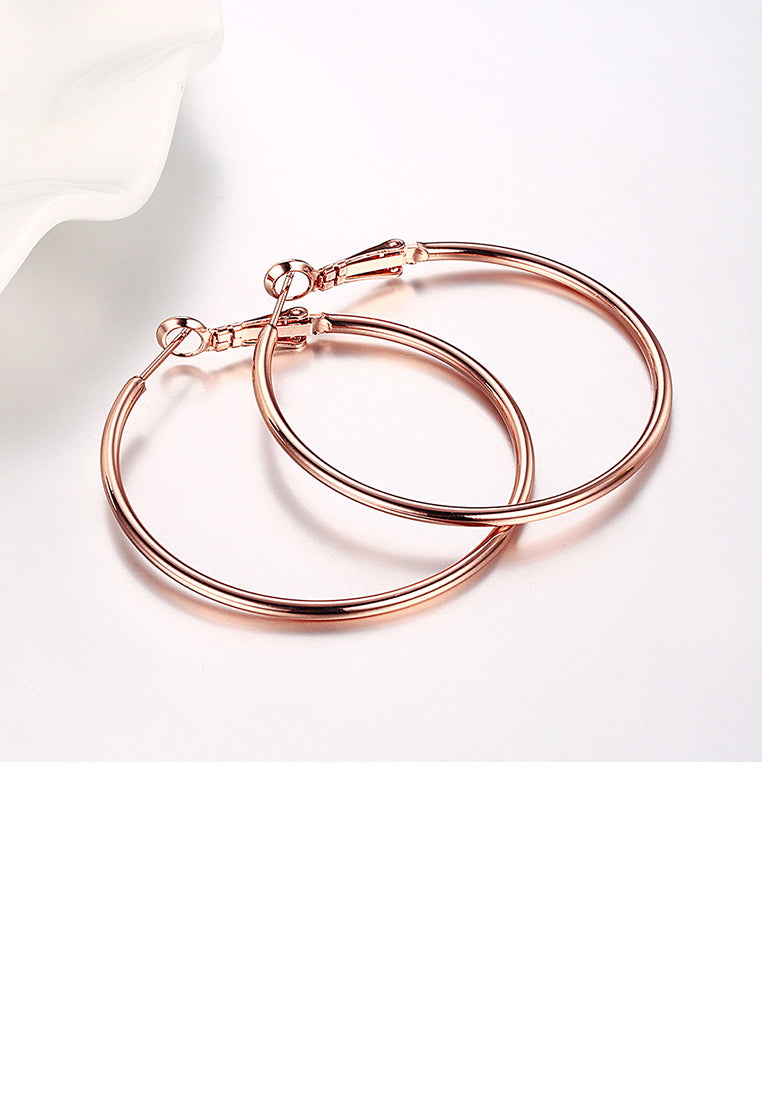 Simple Plated Rose Gold Geometric Round Earrings