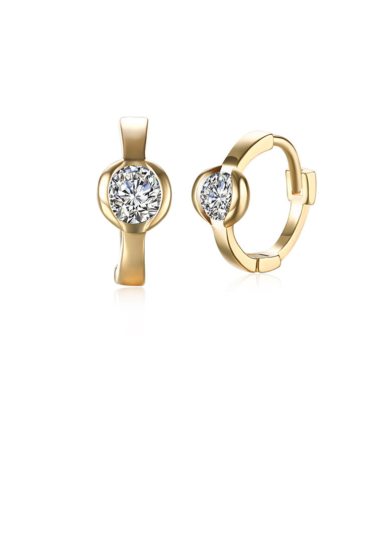 Fashion Simple Plated Champagne Geometric Cubic Zircon Earrings