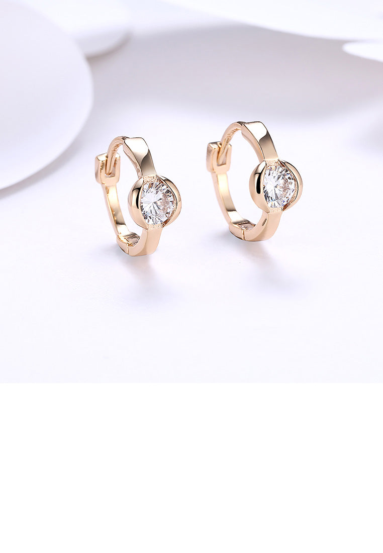 Fashion Simple Plated Champagne Geometric Cubic Zircon Earrings