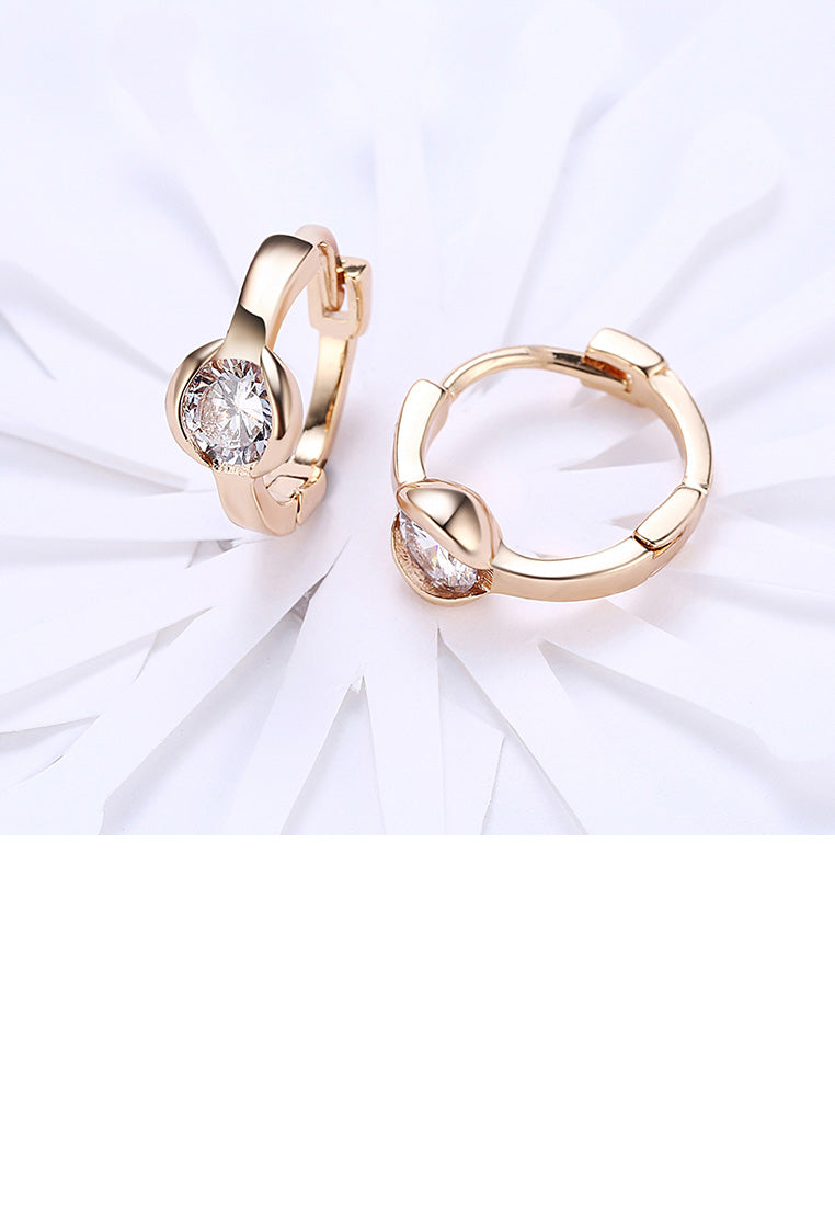 Fashion Simple Plated Champagne Geometric Cubic Zircon Earrings