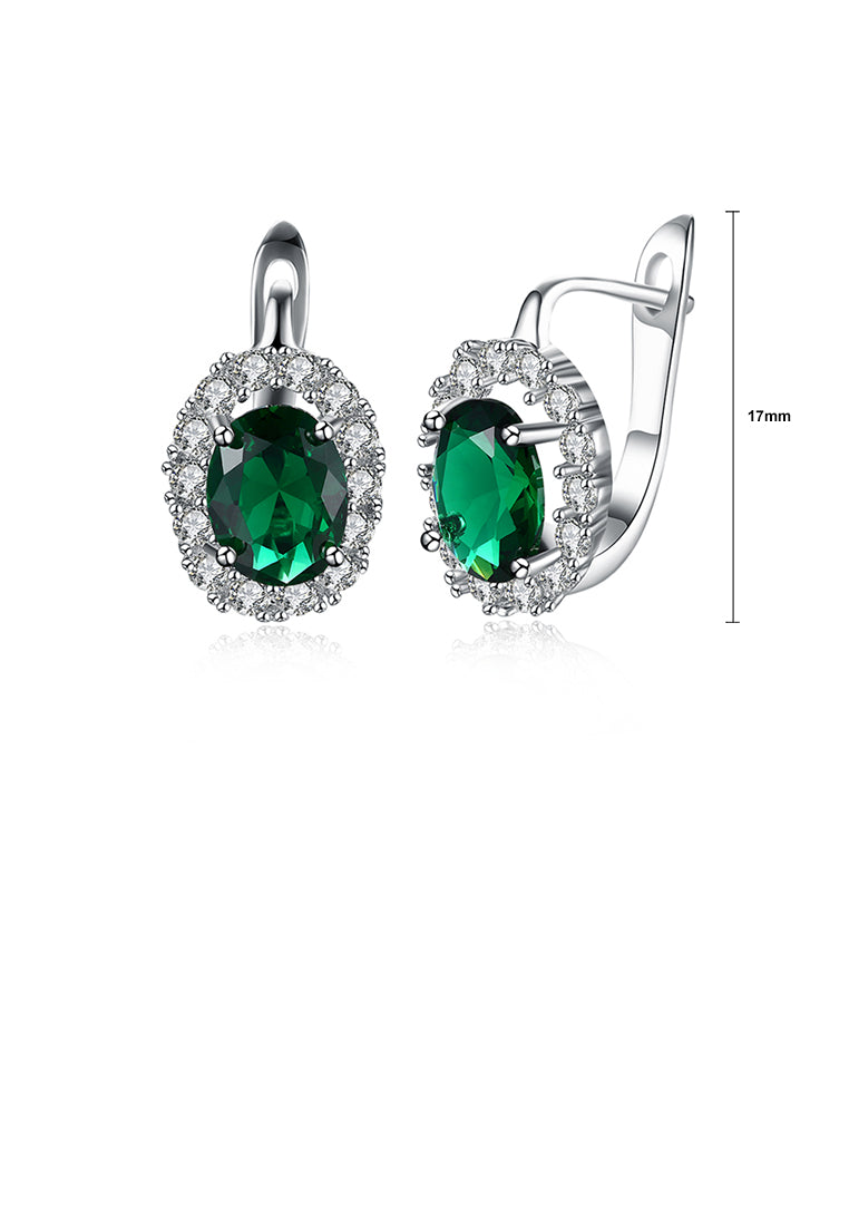 Elegant Fashion Geometric Oval Green Cubic Zircon Earrings