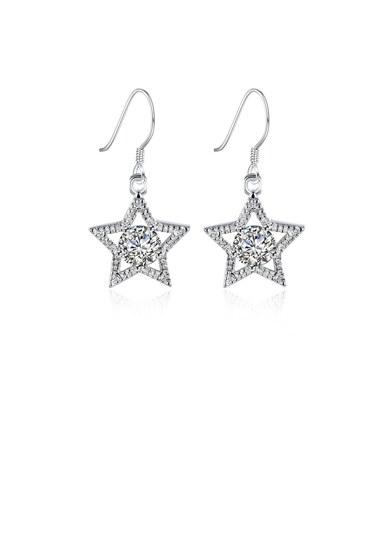 Simple Bright Star Cubic Zirconia Earrings - Luxurious Look