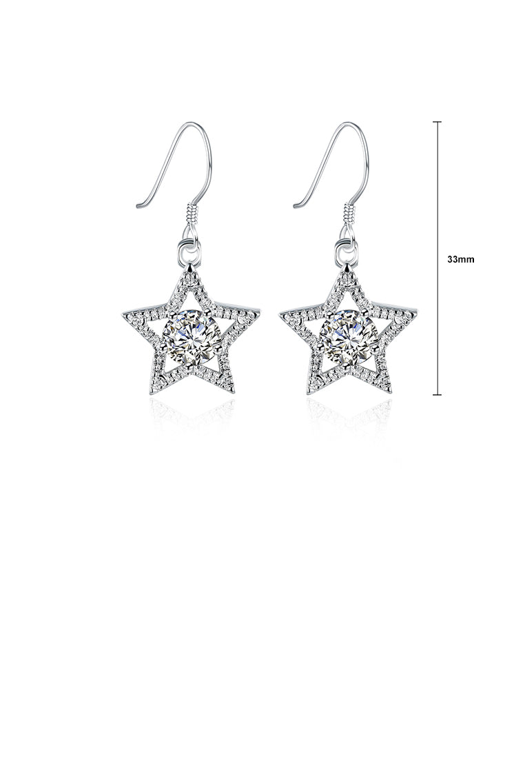 Simple Bright Star Cubic Zirconia Earrings - Luxurious Look