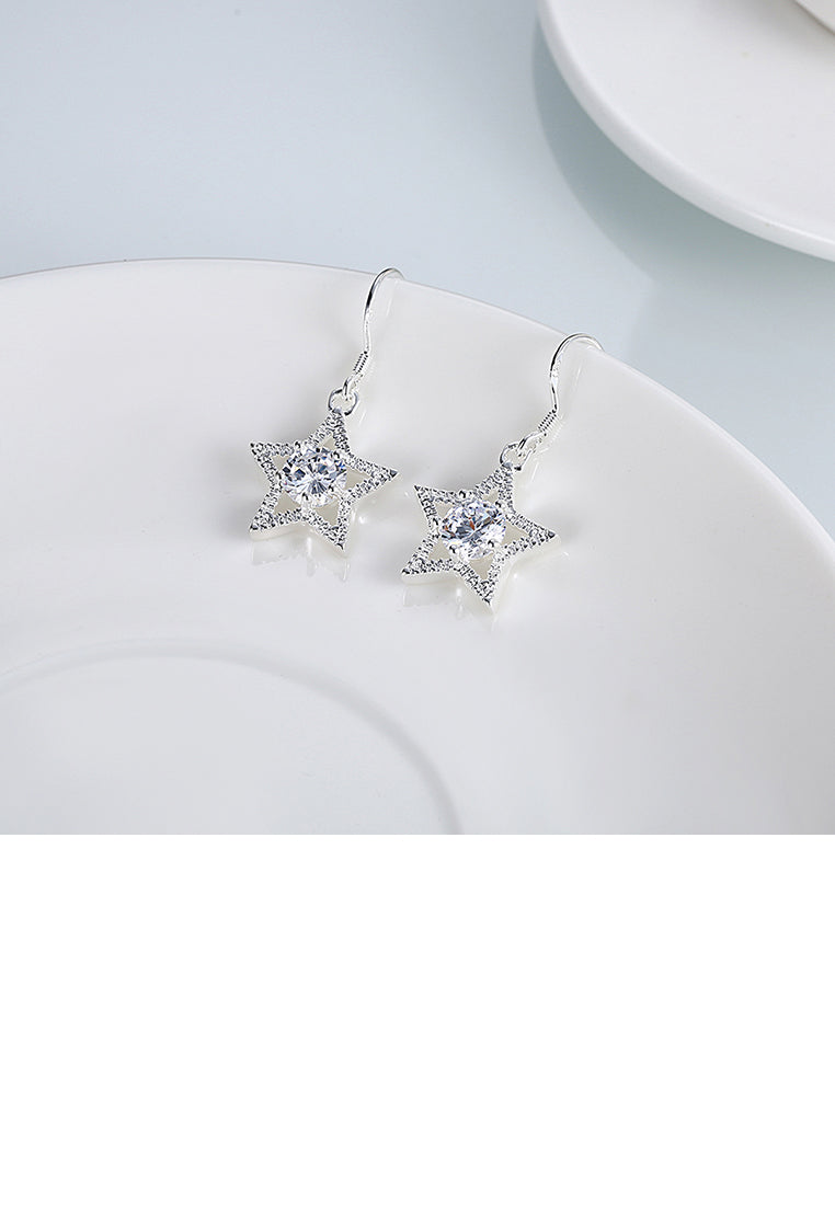 Simple Bright Star Cubic Zirconia Earrings - Luxurious Look