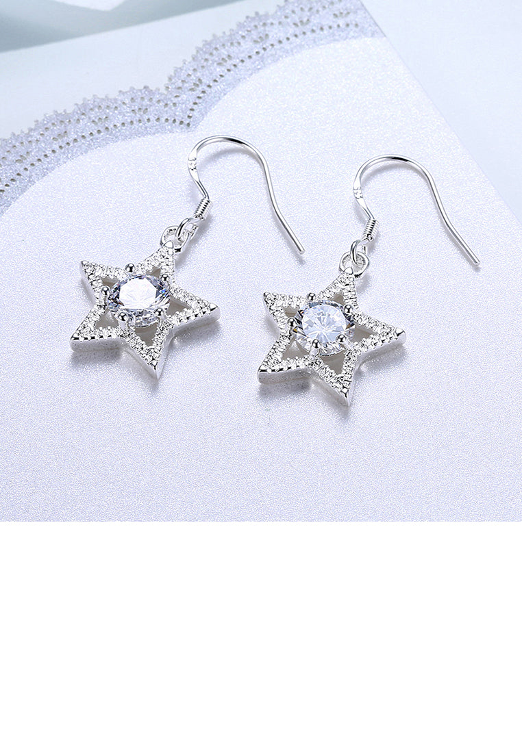 Simple Bright Star Cubic Zirconia Earrings - Luxurious Look