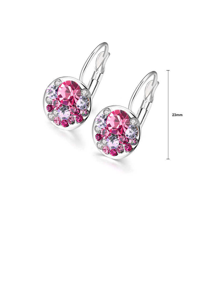 Fashion Elegant Round Earrings with Rose Red Austrian Element Crystal - Vibrant Color
