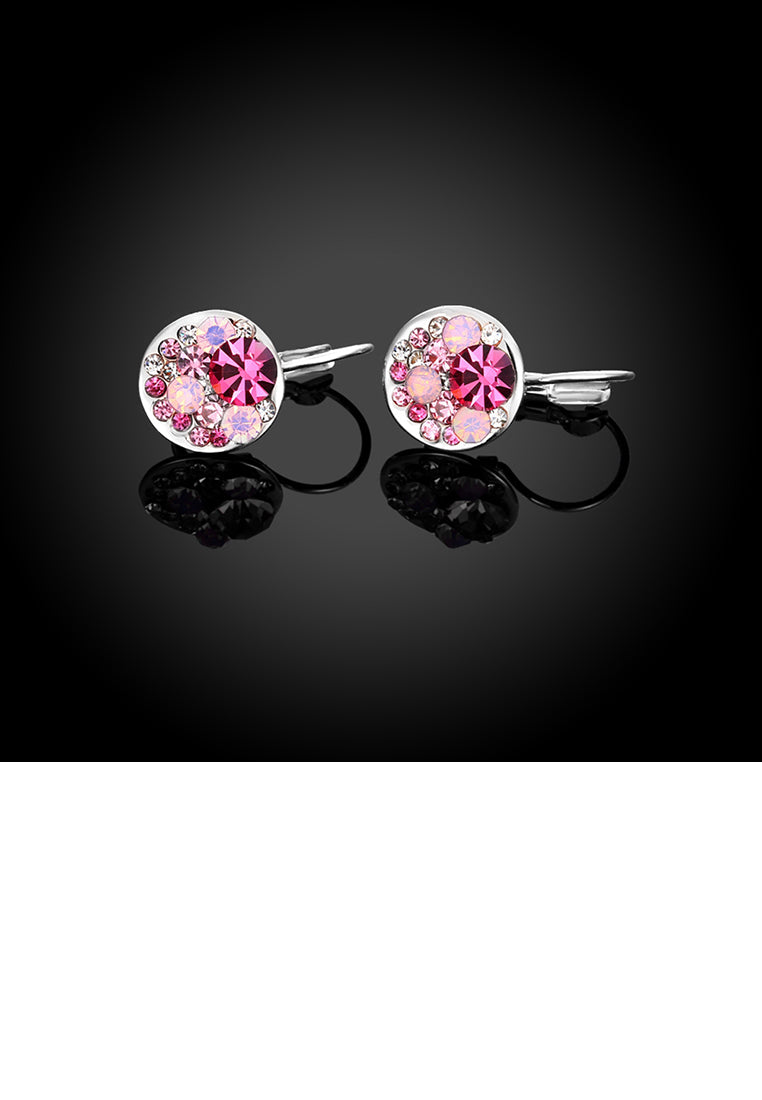 Fashion Elegant Round Earrings with Rose Red Austrian Element Crystal - Vibrant Color