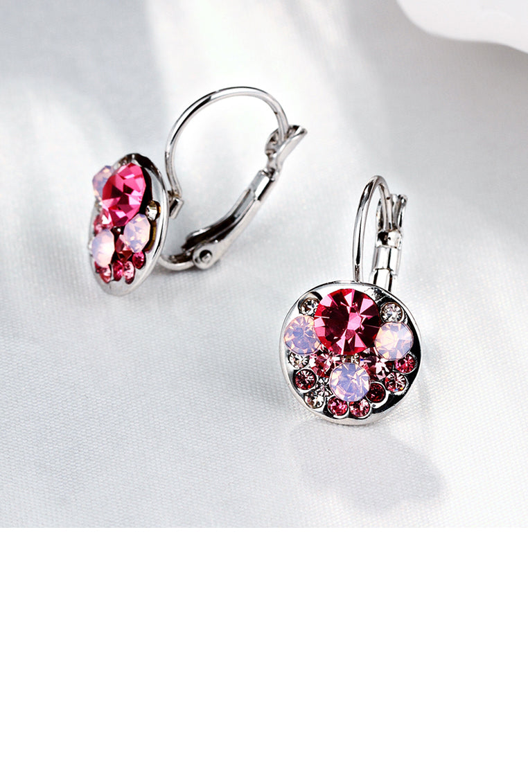 Fashion Elegant Round Earrings with Rose Red Austrian Element Crystal - Vibrant Color