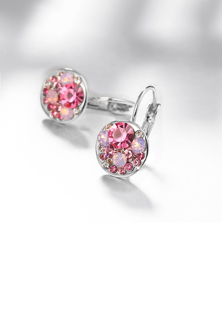 Fashion Elegant Round Earrings with Rose Red Austrian Element Crystal - Vibrant Color