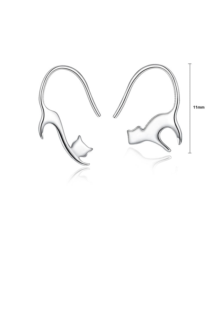 925 Sterling Silver Cat Earrings