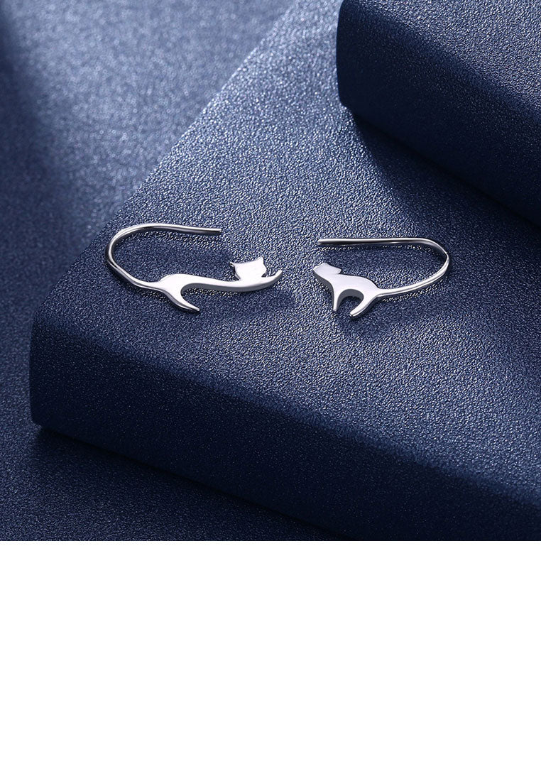 925 Sterling Silver Cat Earrings