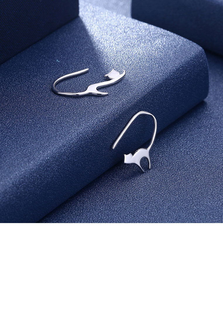 925 Sterling Silver Cat Earrings