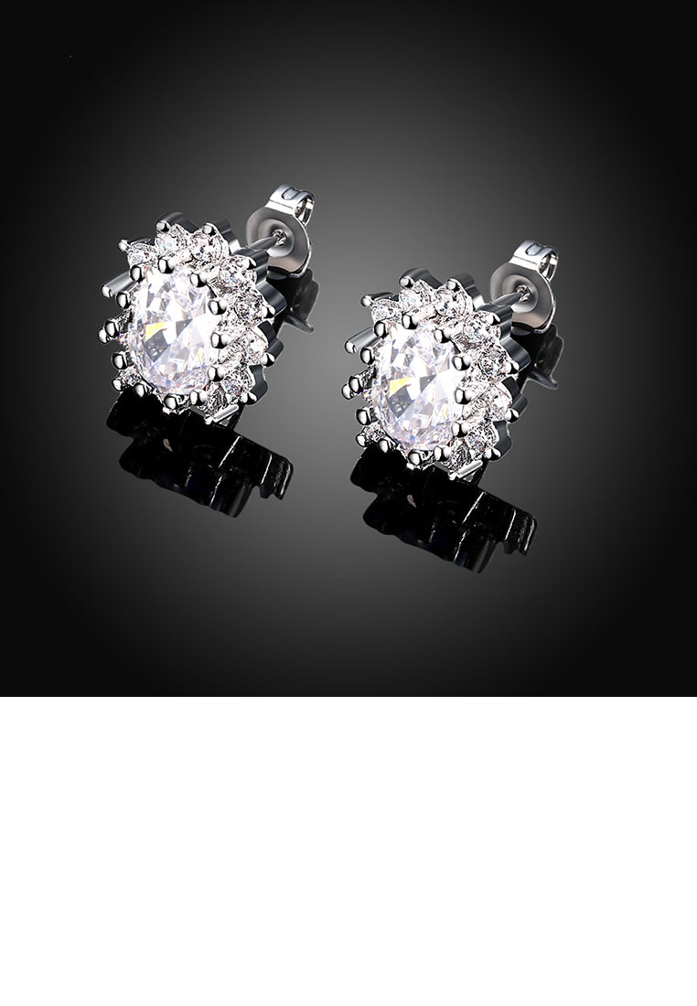 Sparkling Bright Luxury Elegant Noble Fashion Flower Cubic Zircon Earrings
