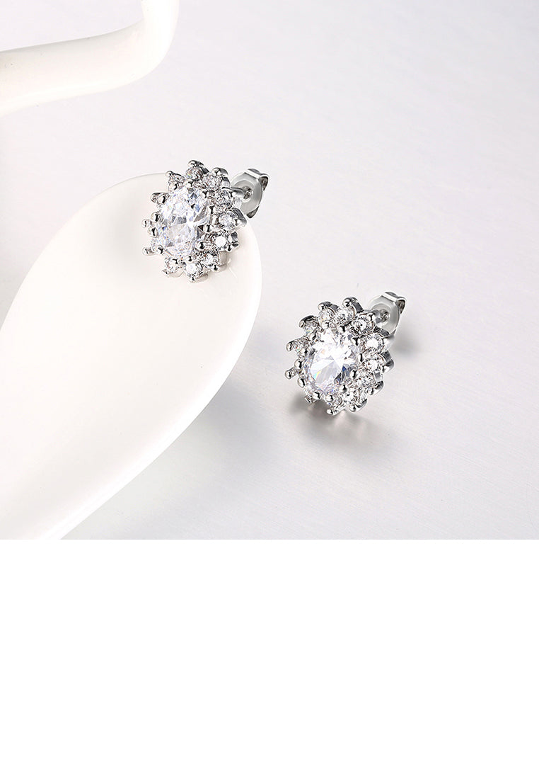 Sparkling Bright Luxury Elegant Noble Fashion Flower Cubic Zircon Earrings