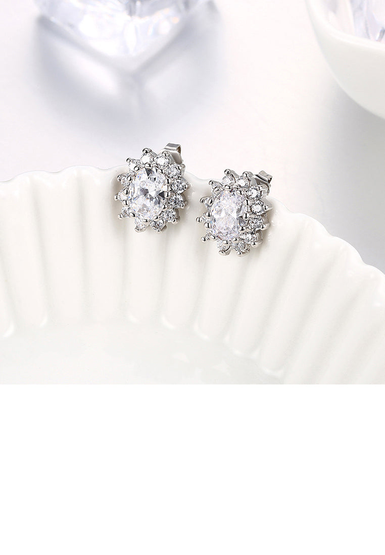 Sparkling Bright Luxury Elegant Noble Fashion Flower Cubic Zircon Earrings