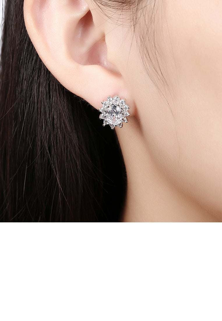 Sparkling Bright Luxury Elegant Noble Fashion Flower Cubic Zircon Earrings