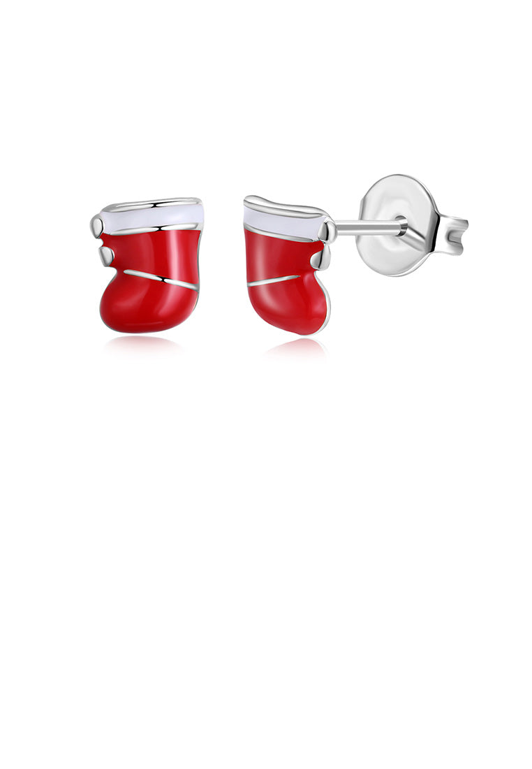 Simple Fashion Red Christmas Sock Stud Earrings - Vibrant Color