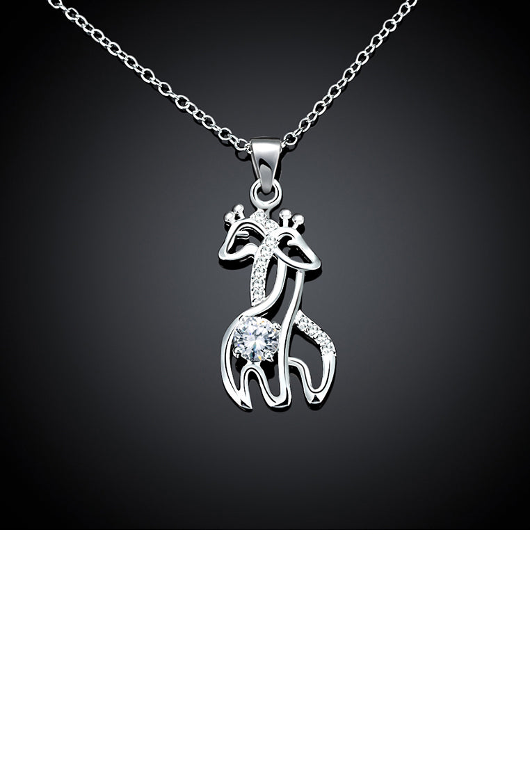 Simple Giraffe Pendant with Austrian Element Crystal and Necklace