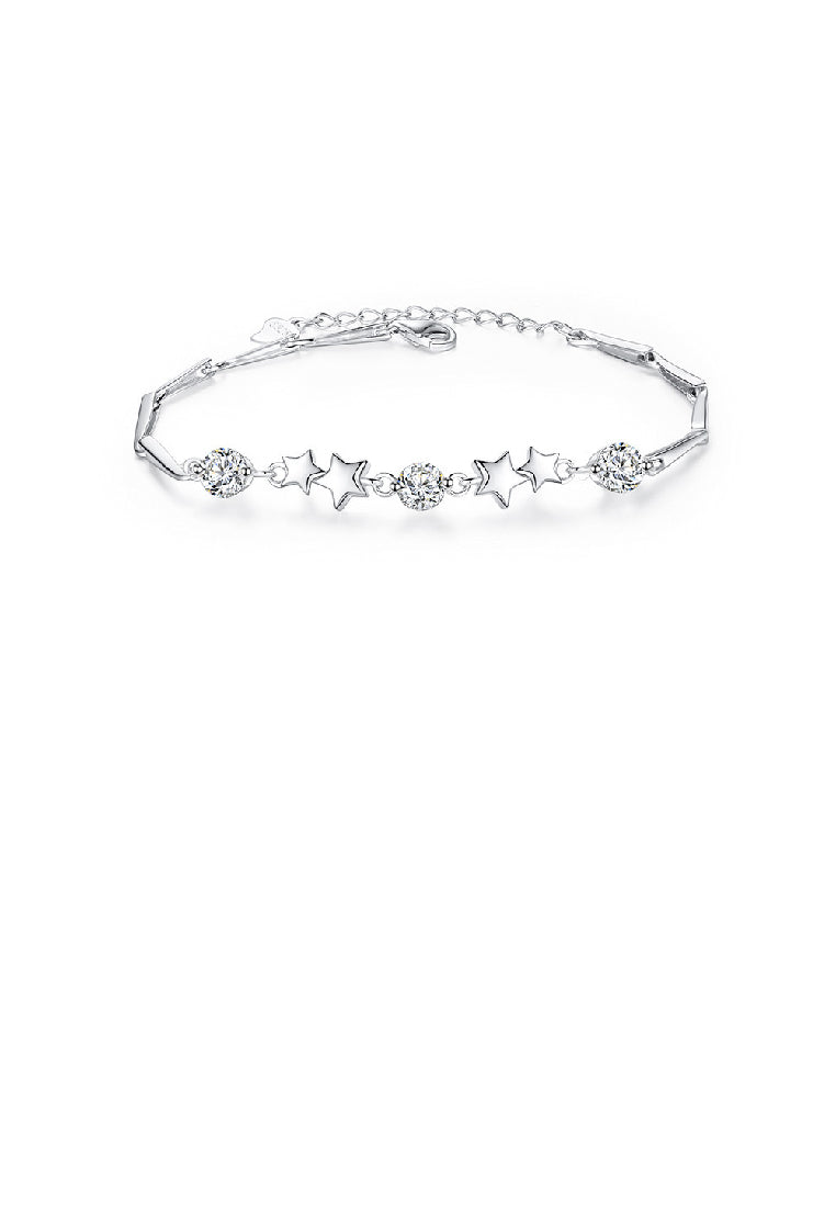 925 Sterling Silver Fashion Simple Star Bracelet with Cubic Zirconia - Luxurious Look