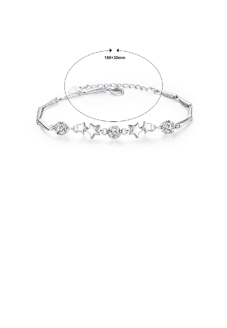 925 Sterling Silver Fashion Simple Star Bracelet with Cubic Zirconia - Luxurious Look