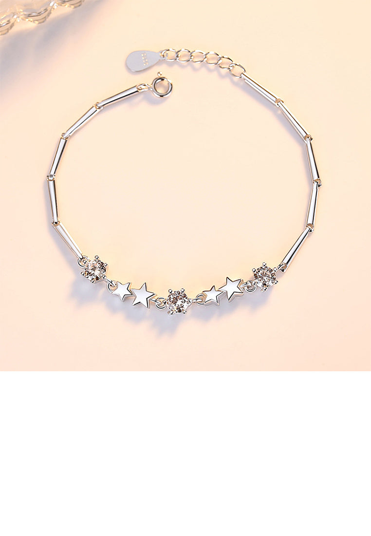 925 Sterling Silver Fashion Simple Star Bracelet with Cubic Zirconia - Luxurious Look