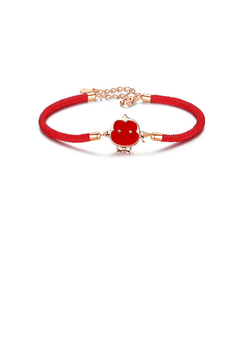 925 Sterling Silver Plated Rose Gold Simple and Cute Enamel Twelve Zodiac Monkey Bracelet