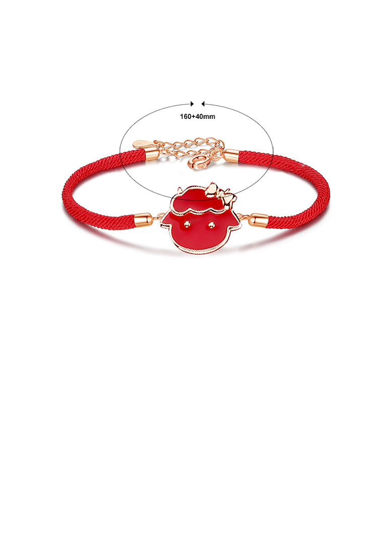925 Sterling Silver Plated Rose Gold Simple and Cute Enamel Twelve Zodiac Ram Bracelet