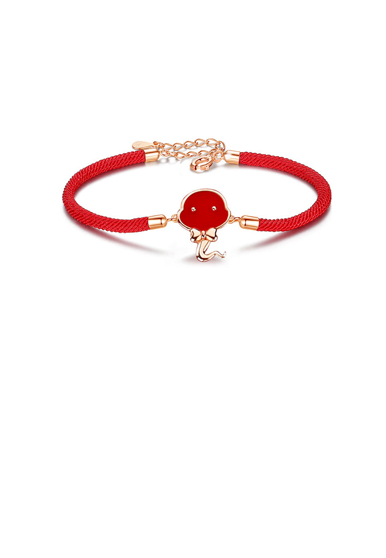 925 Sterling Silver Plated Rose Gold Simple and Cute Enamel Twelve Zodiac Snake Bracelet