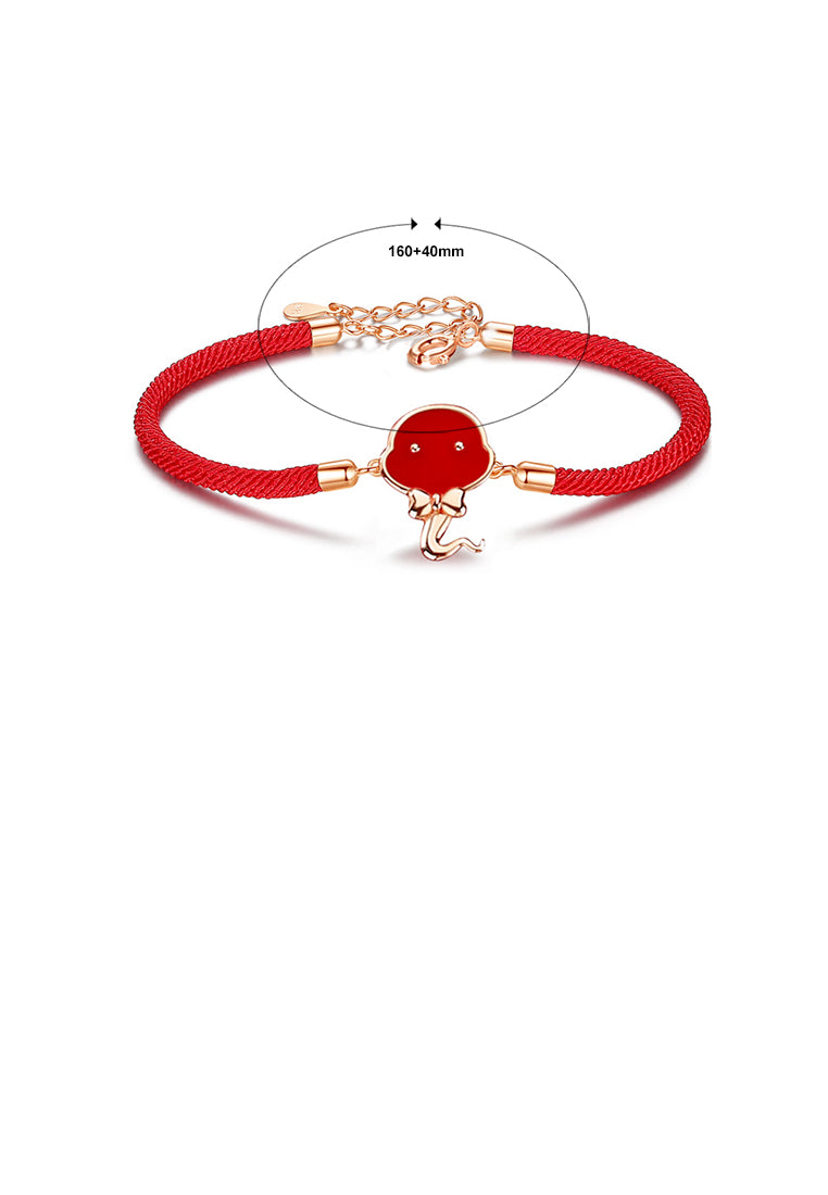 925 Sterling Silver Plated Rose Gold Simple and Cute Enamel Twelve Zodiac Snake Bracelet