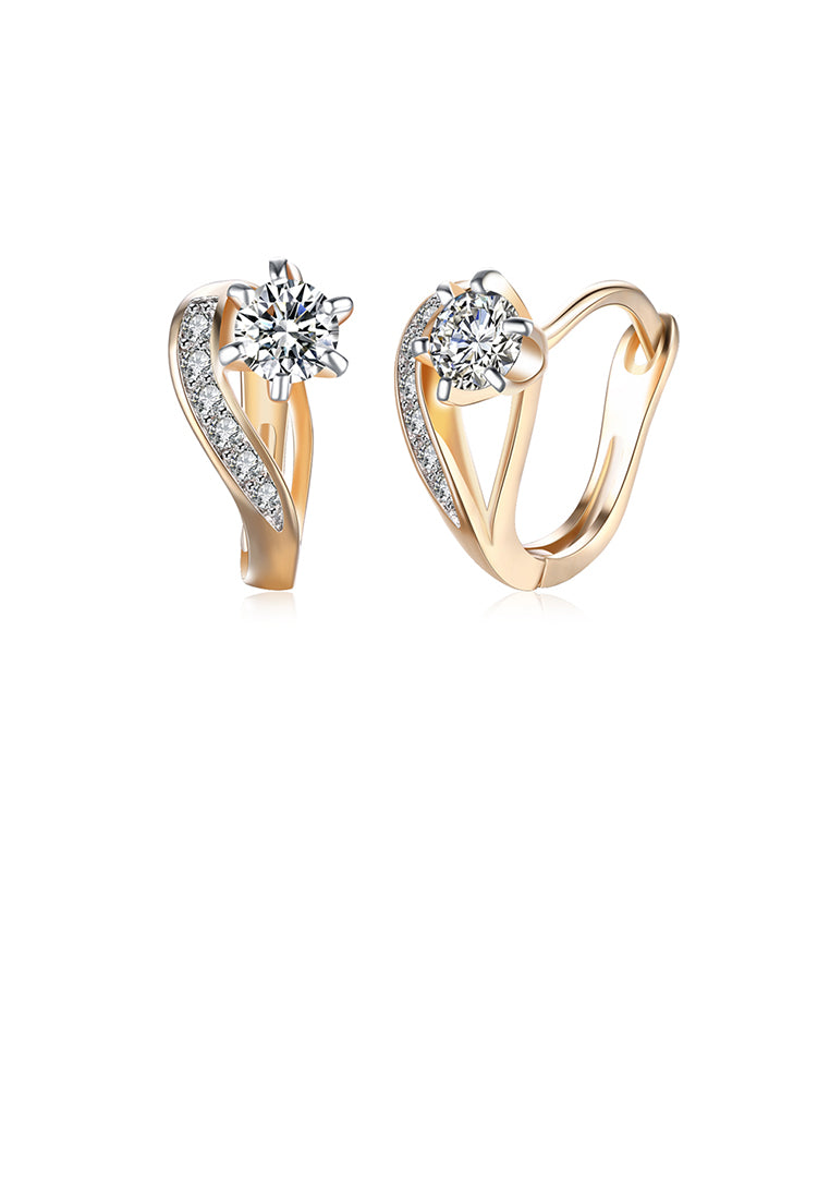 Fashion Romantic Plated Champagne Gold Heart Shaped Cubic Zircon Earrings