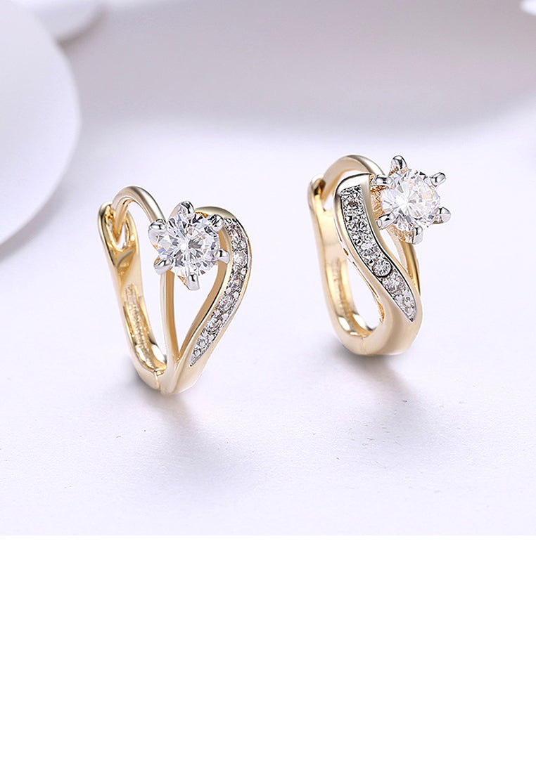 Fashion Romantic Plated Champagne Gold Heart Shaped Cubic Zircon Earrings