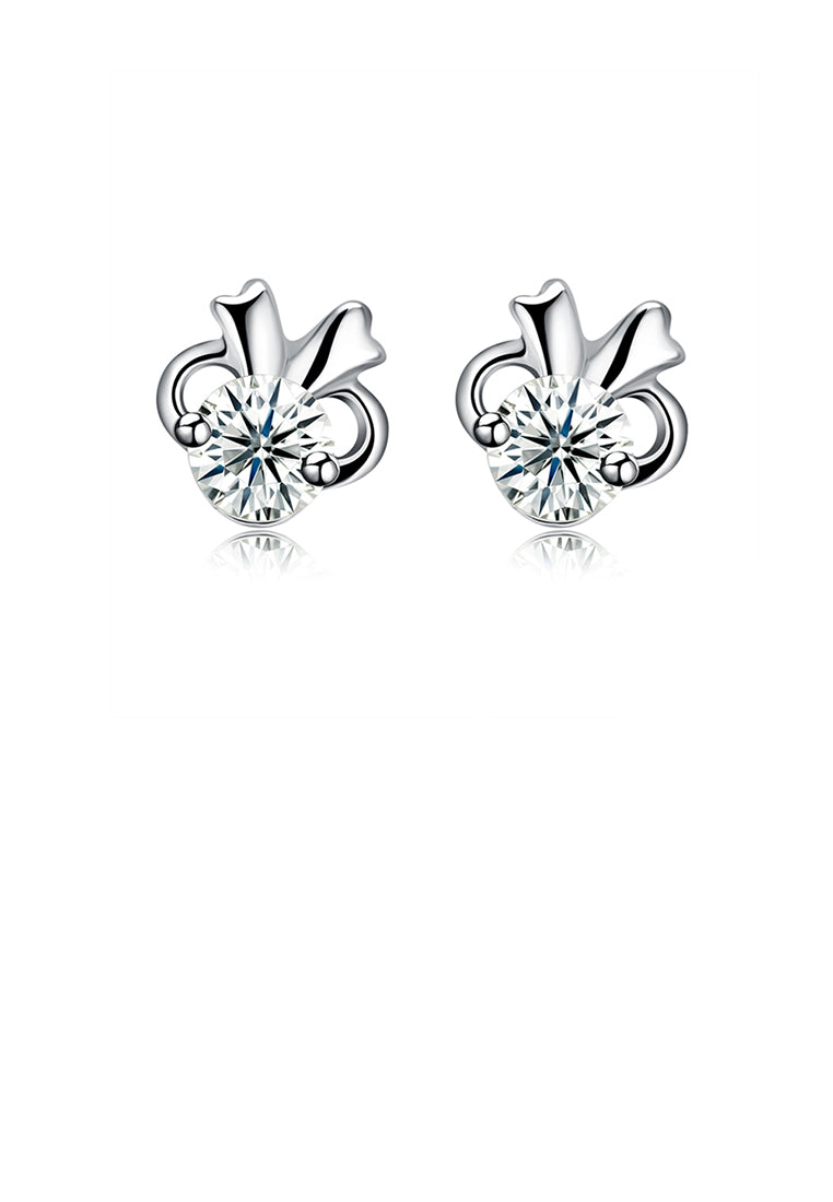 925 Sterling Silver Simple Mini Elegant Cute Rabbit Ear Studs and Earrings with Cubic Zircon