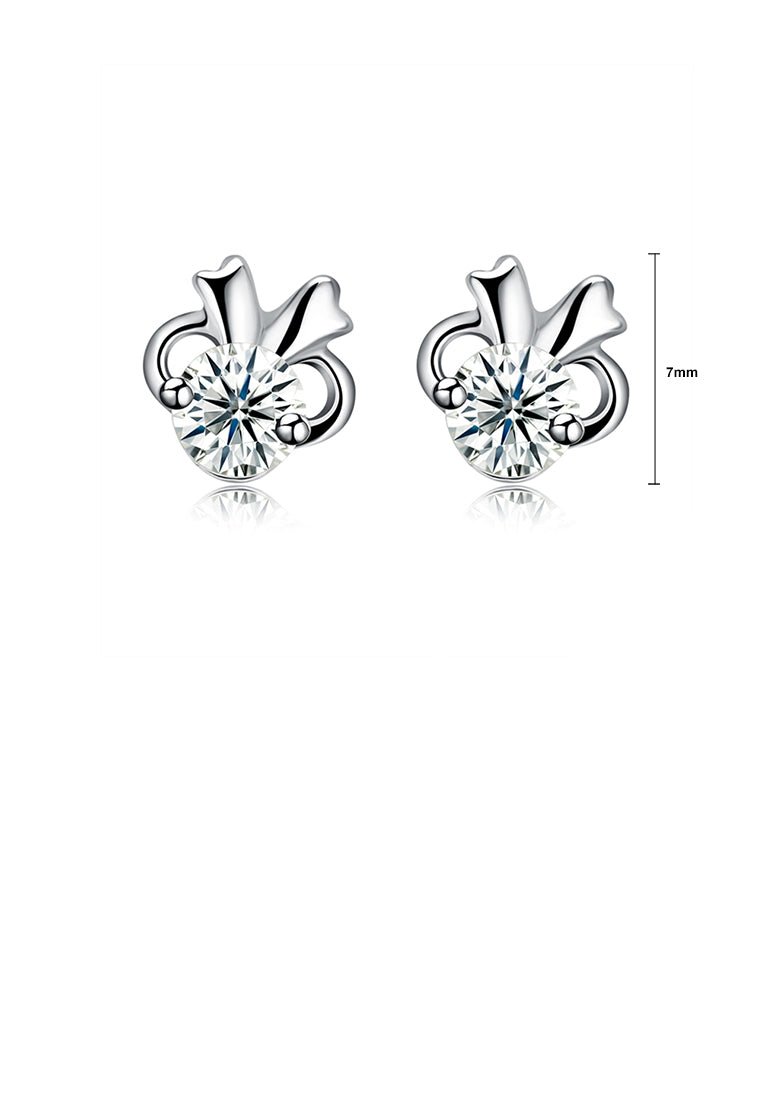 925 Sterling Silver Simple Mini Elegant Cute Rabbit Ear Studs and Earrings with Cubic Zircon