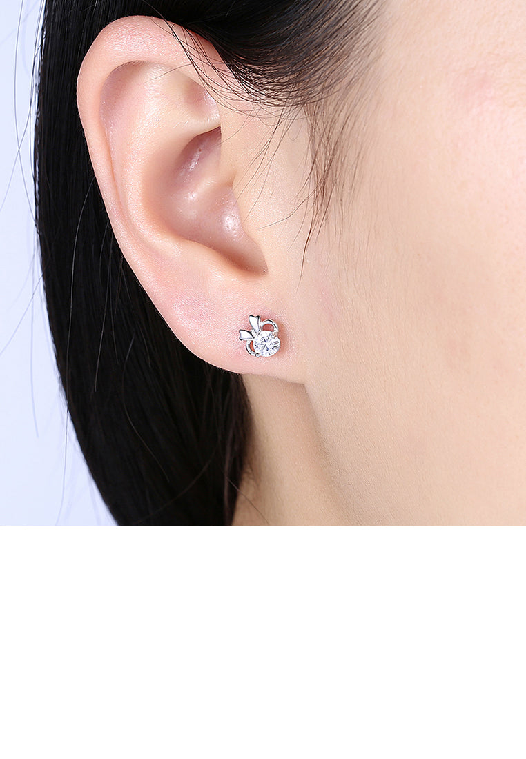 925 Sterling Silver Simple Mini Elegant Cute Rabbit Ear Studs and Earrings with Cubic Zircon