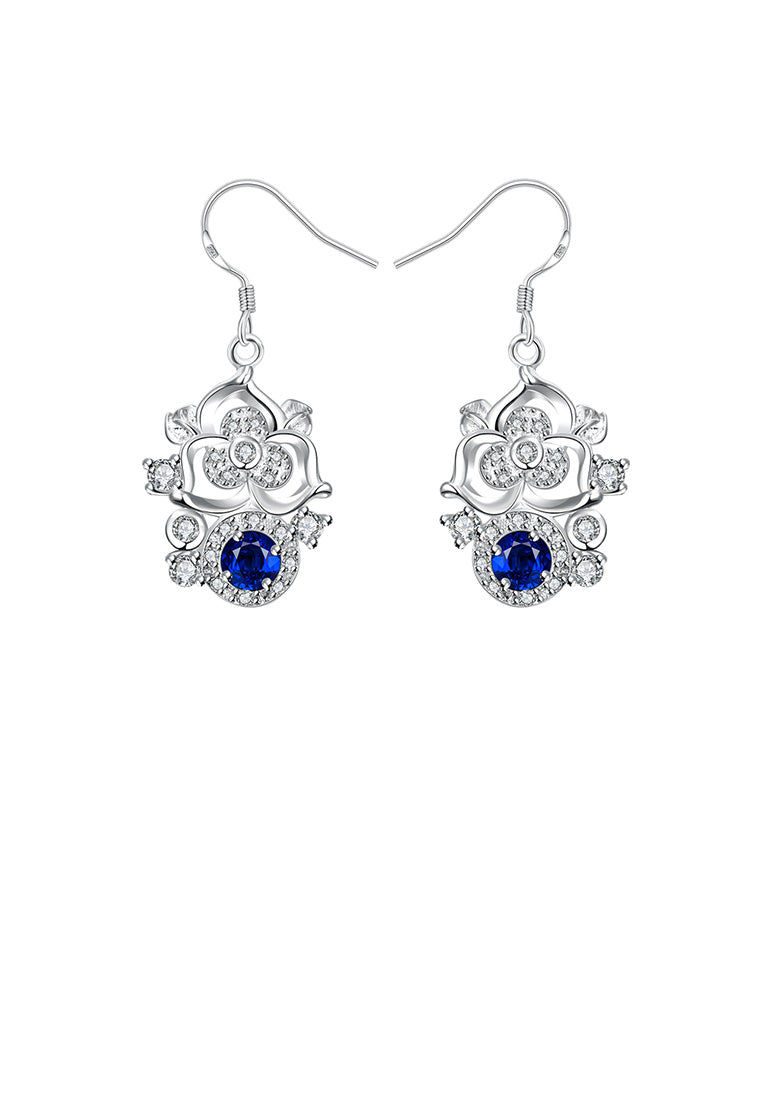 Elegant Fashion Flower Blue Cubic Zircon Earrings