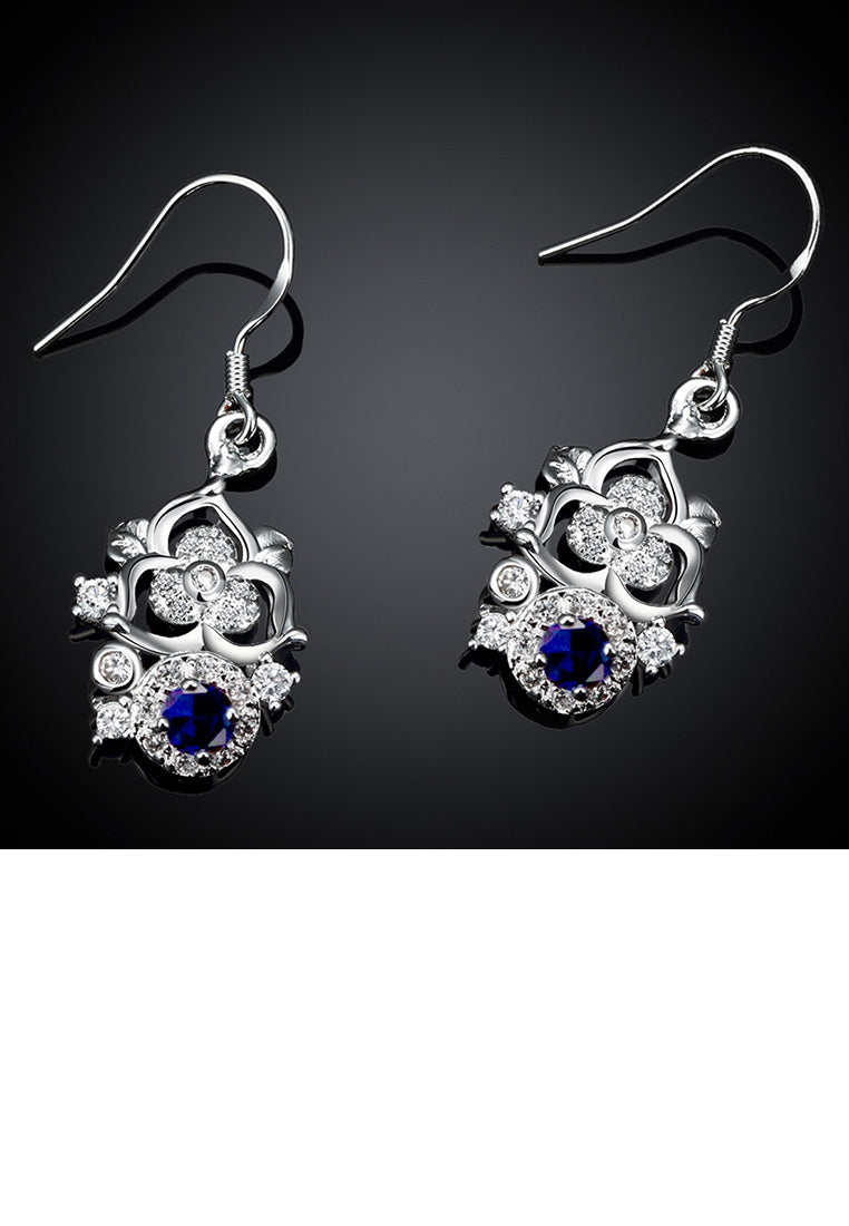 Elegant Fashion Flower Blue Cubic Zircon Earrings