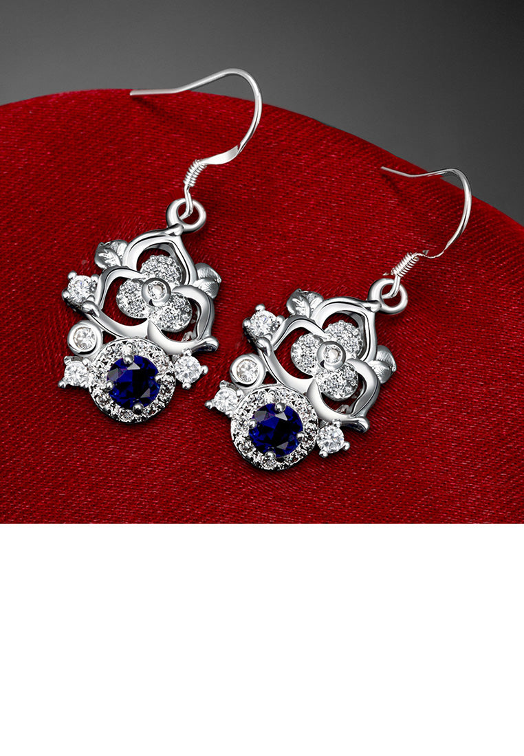 Elegant Fashion Flower Blue Cubic Zircon Earrings