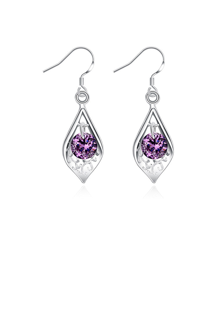 Fashion Simple Water Drop Shape Earrings with Purple Austrian Element Crystal