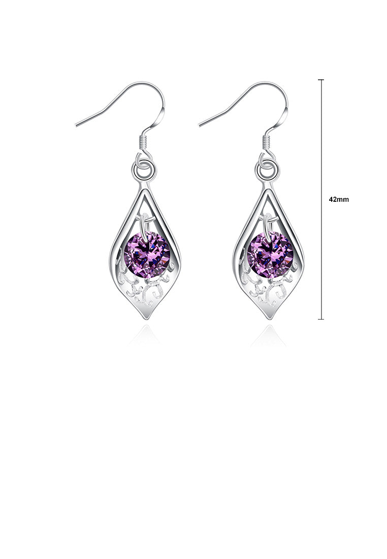 Fashion Simple Water Drop Shape Earrings with Purple Austrian Element Crystal
