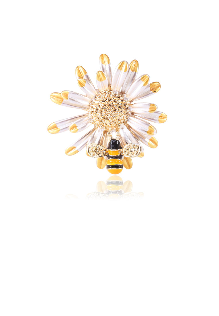 Fashion Simple Yellow Bee Flower Brooch