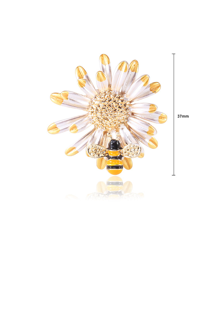 Fashion Simple Yellow Bee Flower Brooch